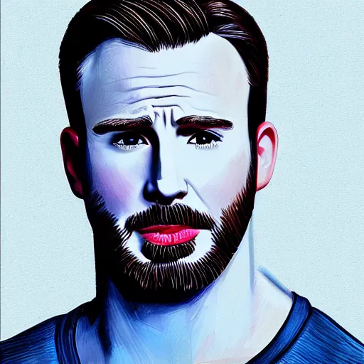 Image similar to portrait of chris evans, highly detailed, centered, solid color background, digital painting