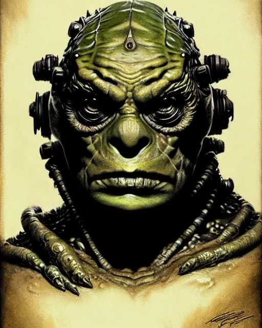 Image similar to portrait of the creature from the black lagoon, fantasy character portrait, ultra realistic, concept art, intricate details, highly detailed by greg rutkowski, gaston bussiere, craig mullins, simon bisley