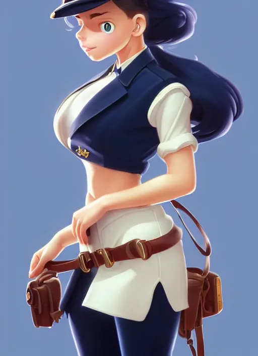 Prompt: cute navy officer dan james, natural lighting, path traced, highly detailed, high quality, digital painting, by don bluth and ross tran and studio ghibli and alphonse mucha, artgerm