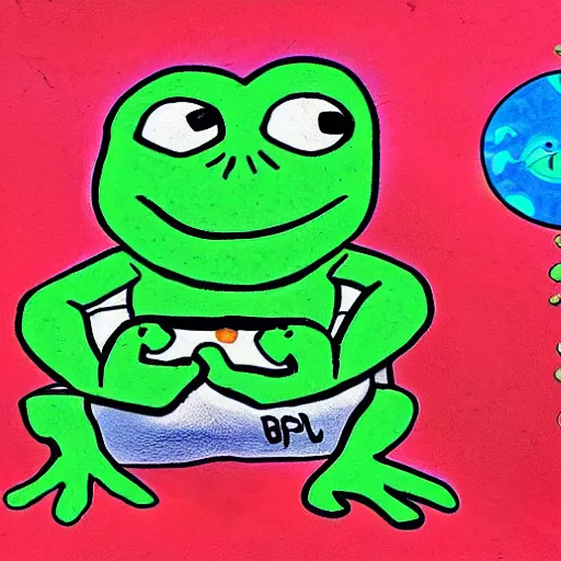Image similar to pepe the frog under heatwave, drawn by Matt Furie