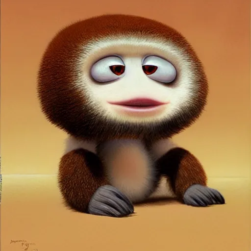Prompt: hyper realistic cute fluffy Cheburashka with two giant plate-shaped ears and big cute eyes, by Edward Hopper and James Gilleard, Zdzislaw Beksisnski, higly detailed