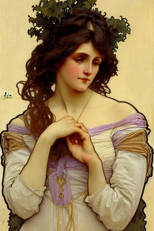 Image similar to victorian lady, painting by alphonse mucha, bouguereau, detailed art, artstation