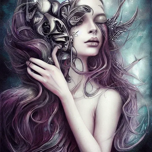 Prompt: just art for dark metal music, no words, no letters, only art by anna dittmann