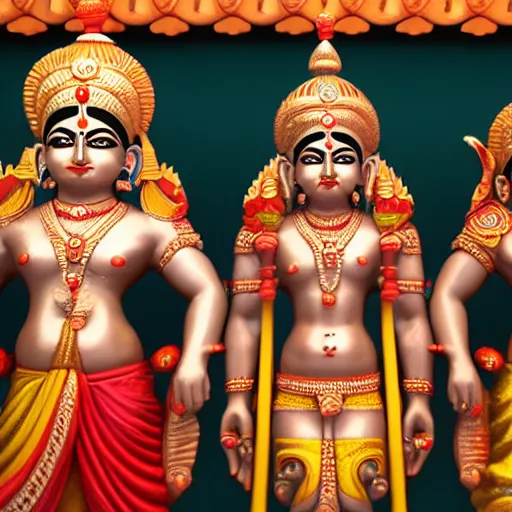 Prompt: 3d render of Idols Indian Gods, Unreal engine, white background, 8k