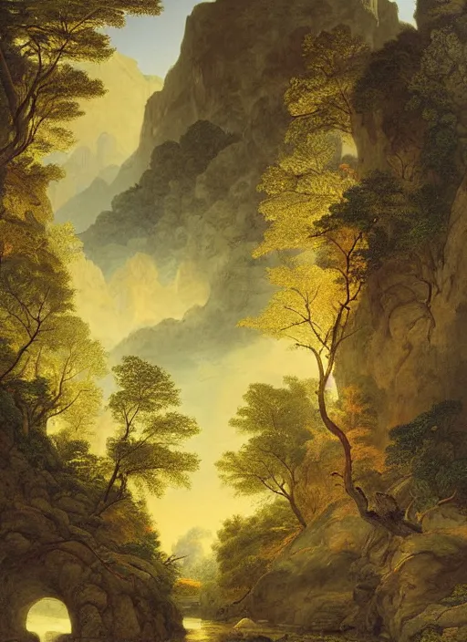 Image similar to a deep cave entrance, harmony of nature, by asher brown durand, by yoshitaka amano