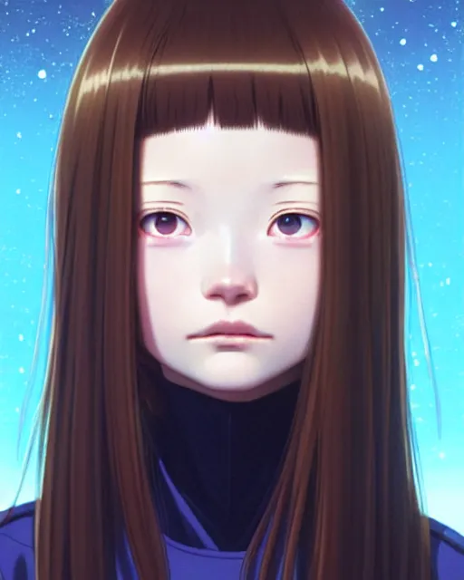 Image similar to portrait Anime as mackenzie foy interstellar girl cute-fine-face, brown-black-hair pretty face, realistic shaded Perfect face, fine details. Anime. Interstellar realistic shaded lighting by Ilya Kuvshinov katsuhiro otomo ghost-in-the-shell, magali villeneuve, artgerm, rutkowski, WLOP Jeremy Lipkin and Giuseppe Dangelico Pino and Michael Garmash and Rob Rey