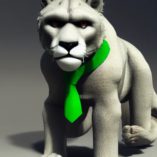 Prompt: white mountain lion hybrid ape, black suit, tie, green eyes, smile, portrait, full HD 8k, ultra realistic cinematic octane render