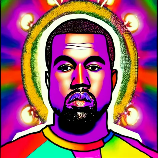 Image similar to a portrait of kanye west in the style of lisa frank,