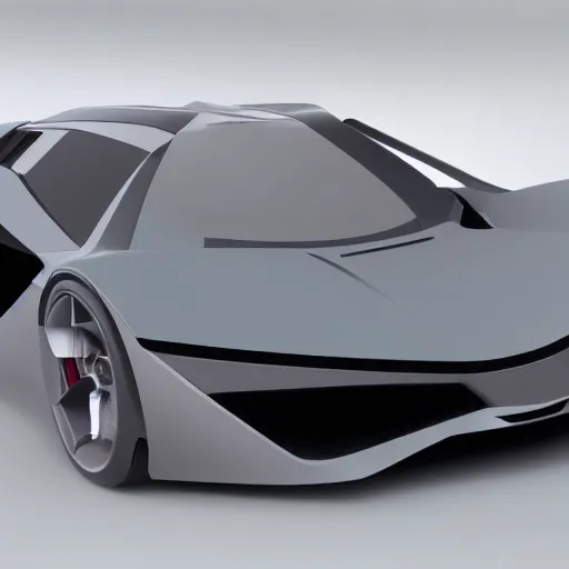 Image similar to render of futuristic supercar, realistic, clean, detailed,