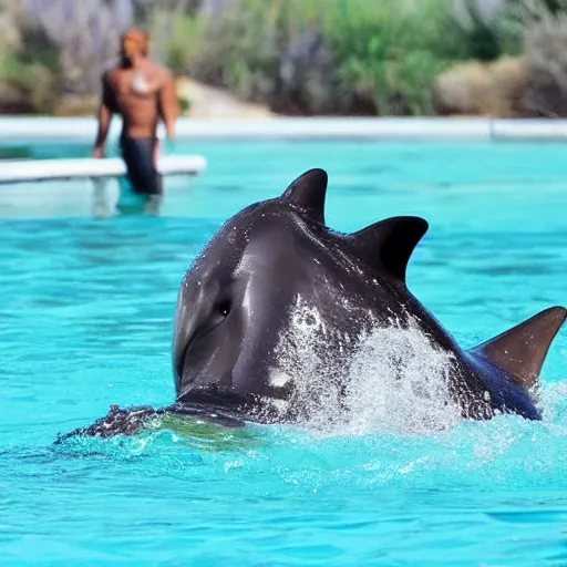 Image similar to kanye west swimming with dolphins