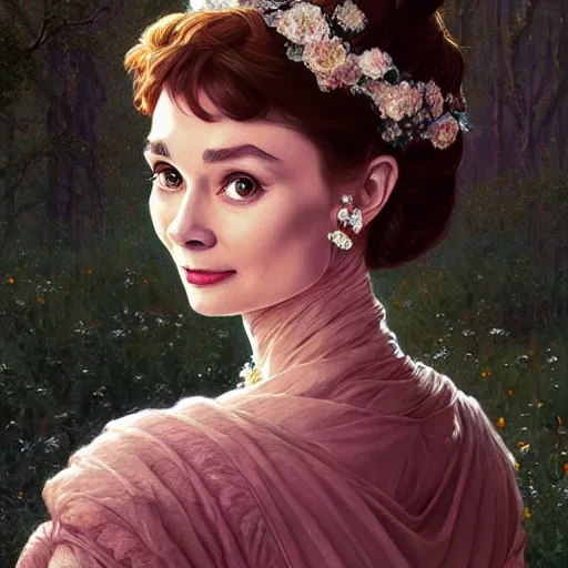 Image similar to audrey hepburn in an epic victorian novel, various backgrounds, intricate, elegant, highly detailed, digital painting, artstation, matte, illustration, art by artgerm, greg rutkowski, loish, rhads, ferdinand knab, makoto shinkai, lois van baarle, ilya kuvshinov, rossdraws, tom bagshaw