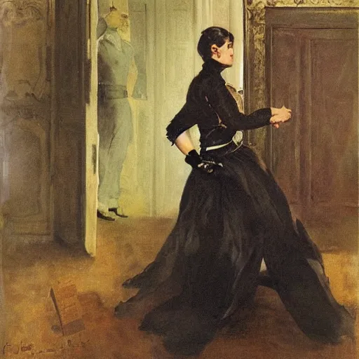 Image similar to action heroine spy by alfred stevens