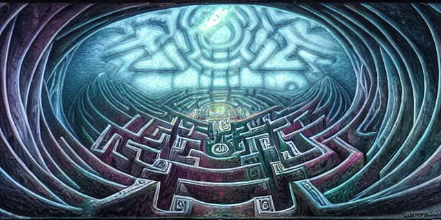 Prompt: maze labyrinth nebulapunk by dan seagrave