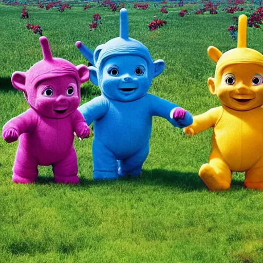 Image similar to Teletubbies on an old cemetery