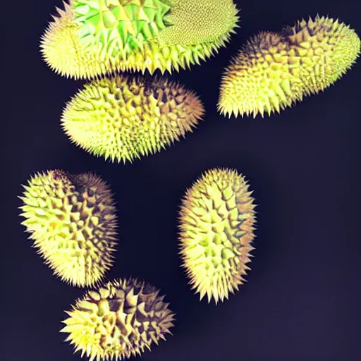 Image similar to two durian as a synth pop music band