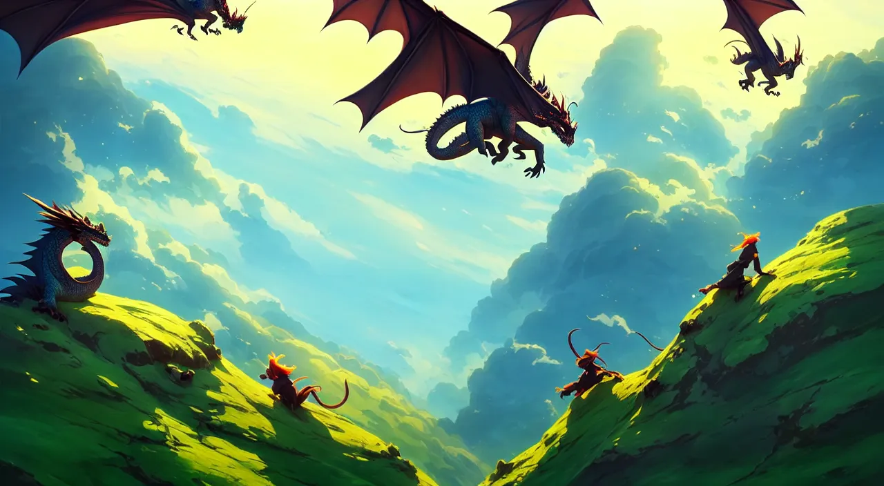 Image similar to dragons flying above green pastures, in marble incrusted of legends official fanart behance hd by jesper ejsing, by rhads, makoto shinkai and lois van baarle, ilya kuvshinov, rossdraws global illumination