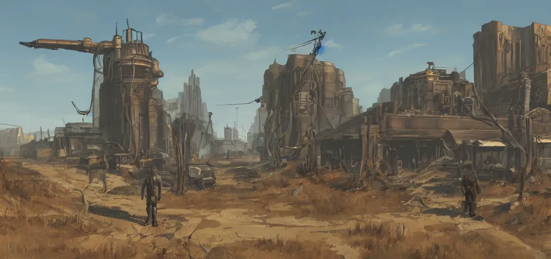 Image similar to Concept art of Fallout 4, Ralph McQuarrie style