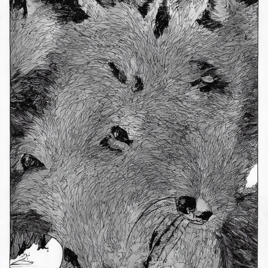 Prompt: fox face by moebius