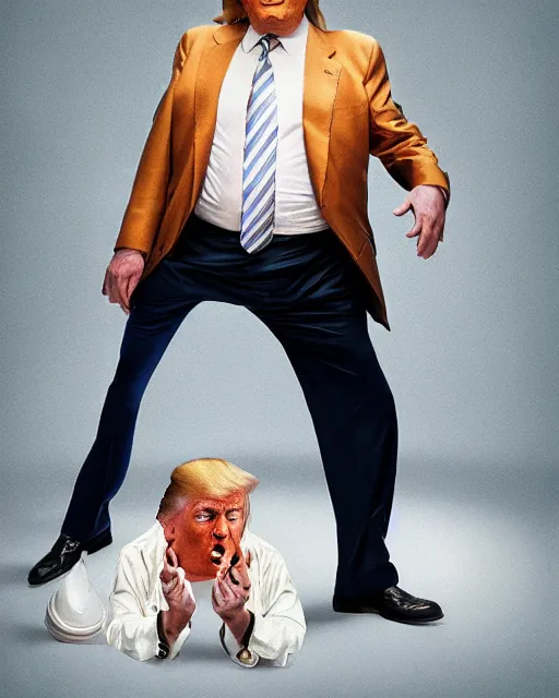 Prompt: donald trump as the big lebowski, photorealistic, photographed in the style of annie leibovitz