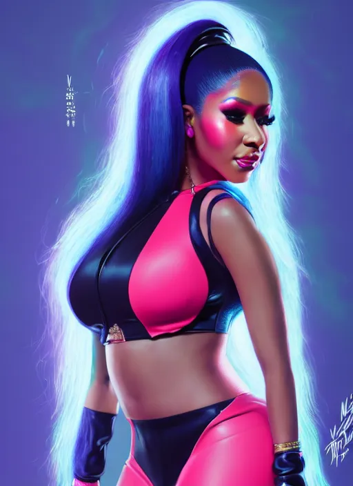 Image similar to nicki minaj and cardi b, evangelion, au naturel, hyper detailed, sharp focus, bokeh, depth of field, digital art, trending in artstation, cinematic lighting, studio quality, smooth render, unreal engine 5 rendered, octane rendered, art style by klimt and nixeu and ian sprigger and wlop and krenz cushart