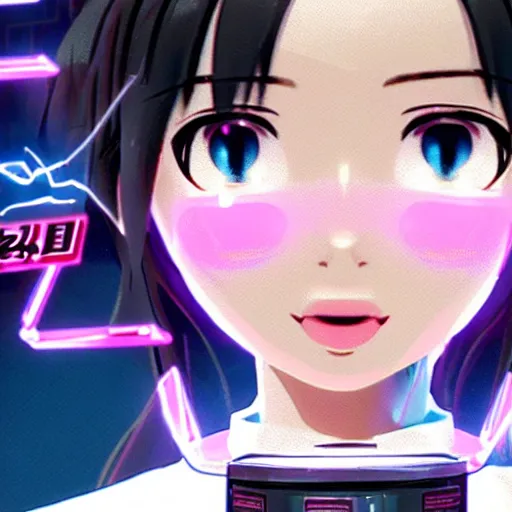 Image similar to movie still of kizuna ai in the terminator