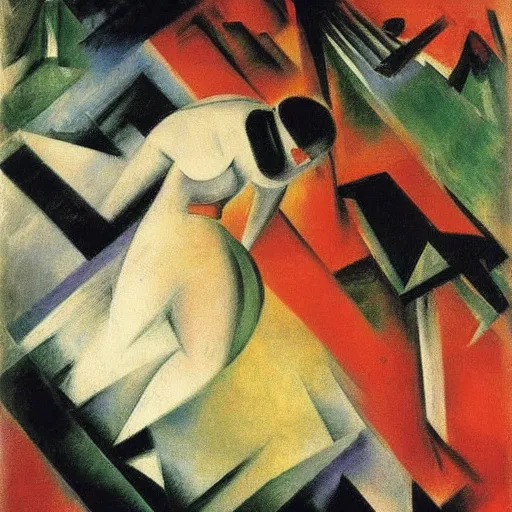 Prompt: bride falls over, oil painting by franz marc