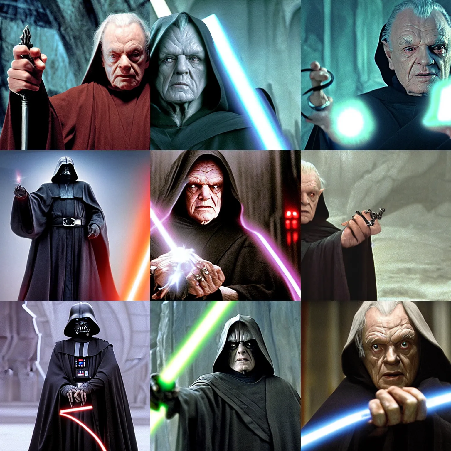 Prompt: Darth Sidious holding the One Ring in the movie Lord of the Rings