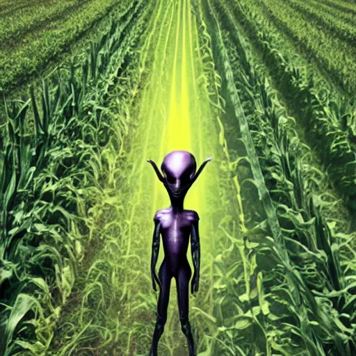 Image similar to alien hiding in a corn field