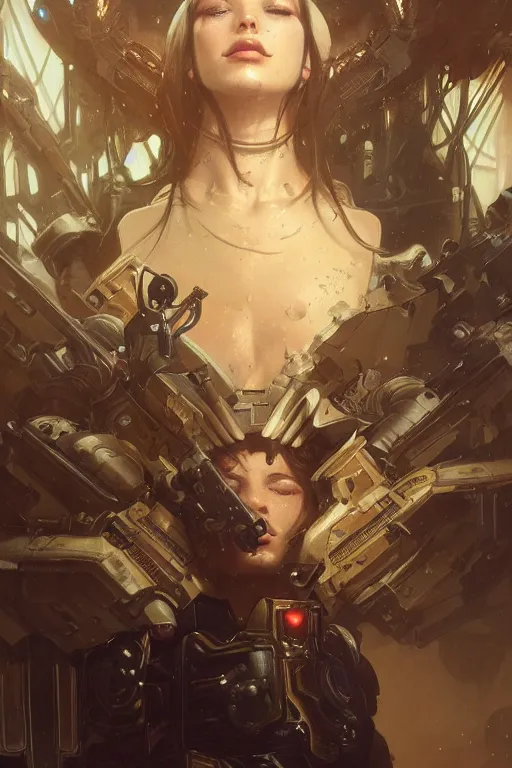 Image similar to Ultra realistic illustration, space marine, cyberpunk,sci-fi, fantasy, intricate, elegant, highly detailed, digital painting, artstation, concept art, smooth, sharp focus, illustration, art by artgerm and greg rutkowski and alphonse mucha