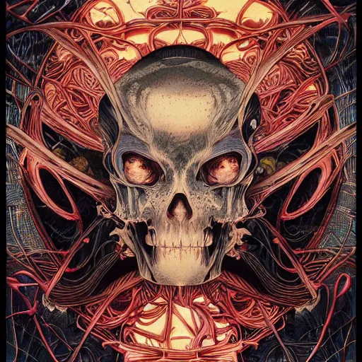 Image similar to portrait of memento mori, symmetrical, by yoichi hatakenaka, masamune shirow, josan gonzales and dan mumford, ayami kojima, takato yamamoto, barclay shaw, karol bak, yukito kishiro