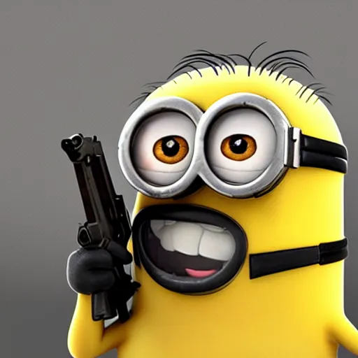 Image similar to Minion holds AK-47