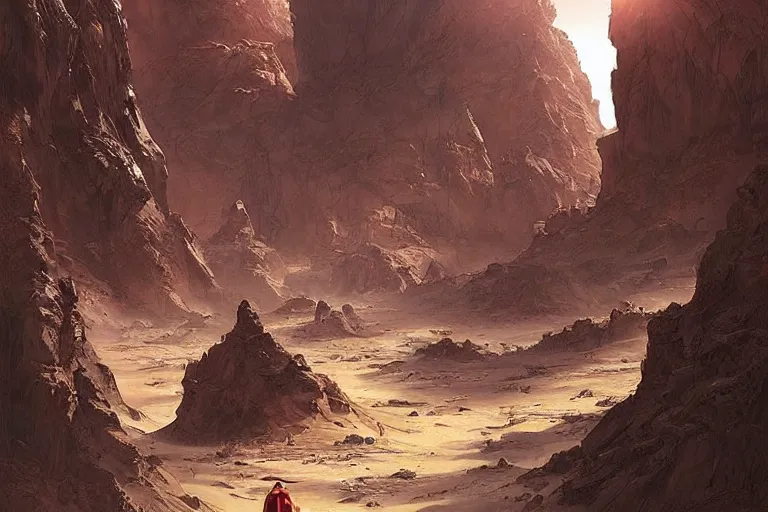 Image similar to a monastery on mars, stunning landscape, by stephan martiniere