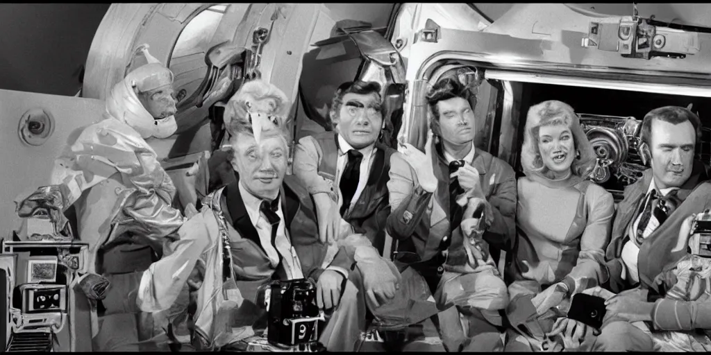 Image similar to ' the beverley hillbillies go to space, tv episode 1 9 7 0, cinematic scene, clean composition, 3 2 mm, award winning photography