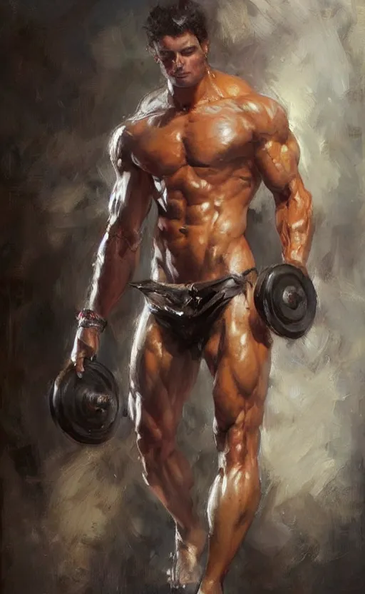 Prompt: muscular chad by daniel gerhartz, trending on art station