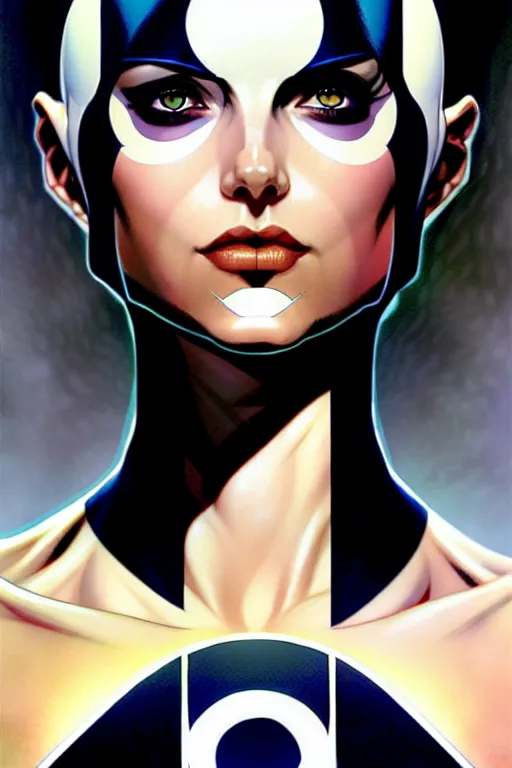 Image similar to artgerm, joshua middleton comic cover art, pretty domino marvel comics sarah michelle gellar entire full body, white skin, black spot covering left eye, symmetrical eyes, symmetrical face