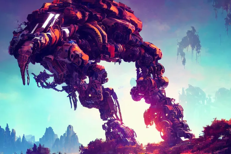 Image similar to snapmaw machine mecanical creature robot of horizon forbidden west horizon zero dawn bioluminiscence global illumination ray tracing hdr fanart arstation by ian pesty and alena aenami artworks in 4 k