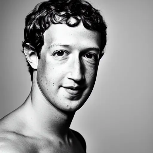 Image similar to Photo of Mark Zuckerberg in swimsuit, soft studio lighting, photo taken by Martin Schoeller for Abercrombie and Fitch, award-winning photo, 24mm f/1.4