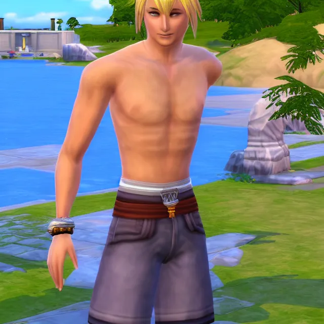 Image similar to Tidus from Final Fantasy X in The Sims 4,