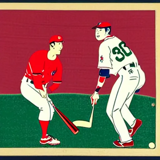 Image similar to ukiyo - e portrait of fenway park, green monster wall in left field, boston red sox