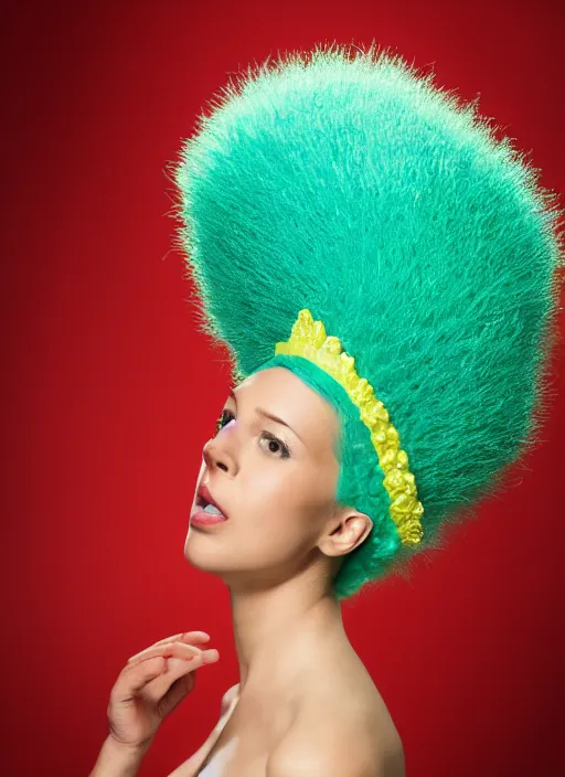 Image similar to Real life Marge Simpson, headshot, studio lighting