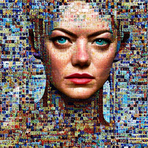 Prompt: beautiful zeugma mosaic of emma stone, significant pebbles boundaries, most beautiful mosaic in the history, high detail, realistic, accurate facial detailing, realistic composition, concept art, best of artstation, monocolor mosaics, no reflection, sexy hot body, in the style of chris foss, rodger dean, moebius, michael whelan, and gustave dor