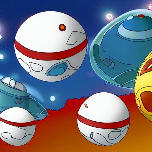 Prompt: detailed ufo shaped like a pokemon ball red on top white on bottom intricate, hyper detailed, realistic, cinematic lighting