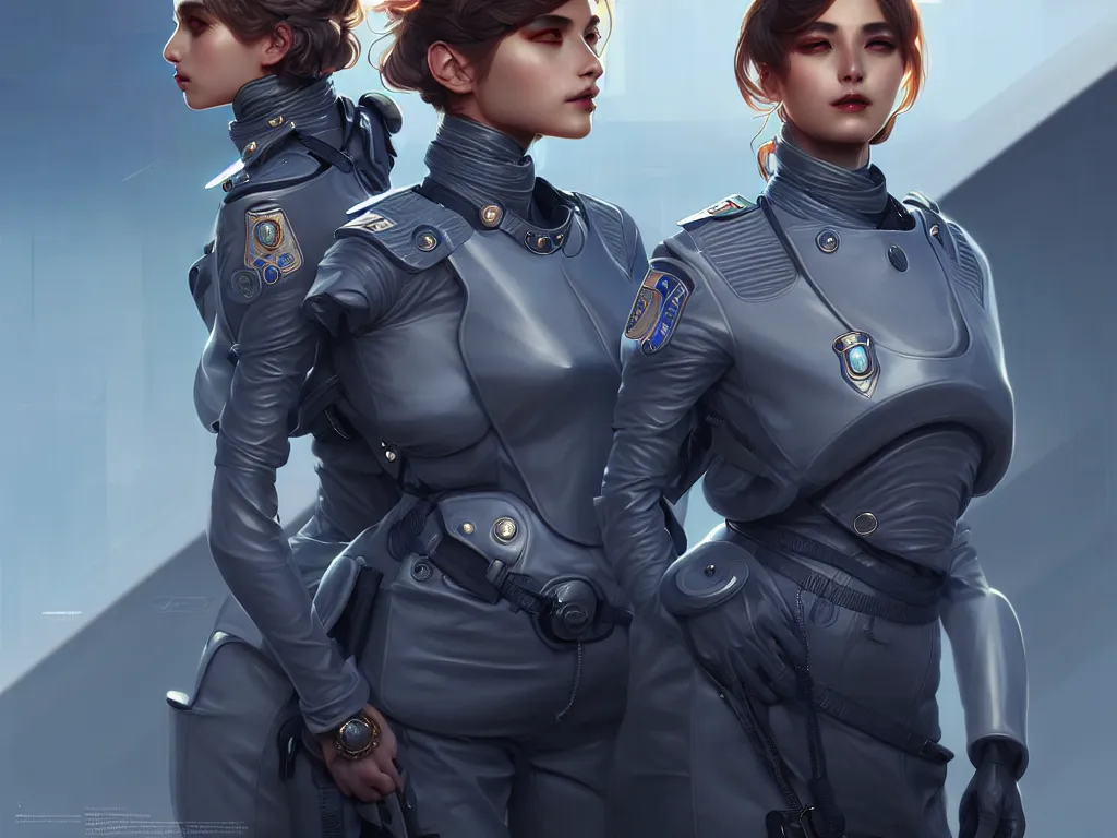 Image similar to portrait futuristic italy police uniform female, at future neon light rooftop, ssci - fi and fantasy, intricate and very very beautiful and elegant, highly detailed, digital painting, artstation, concept art, smooth and sharp focus, illustration, art by tan zi and ayanamikodon and alphonse mucha and wlop