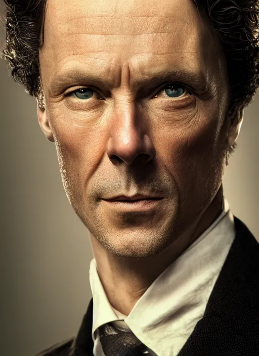 Image similar to closeup portrait of sherlock holmes, depth of field, zeiss lens, detailed, symmetrical, centered, fashion photoshoot, by Annie Leibovitz and Steve McCurry, David Lazar, Jimmy Nelsson, Breathtaking, 8k resolution, extremely detailed, beautiful, establishing shot, artistic, hyperrealistic, beautiful face, octane render