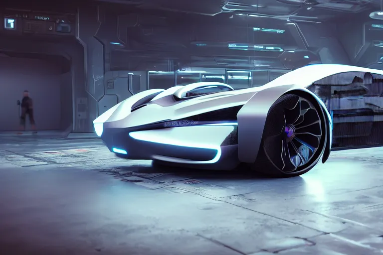 Prompt: cyberpunk concept inspired car, futuristic look, highly detailed body, aerodynamic body, photorealistic camera shot, bright studio setting, studio lighting, crisp quality and light reflections, unreal engine 5 quality render