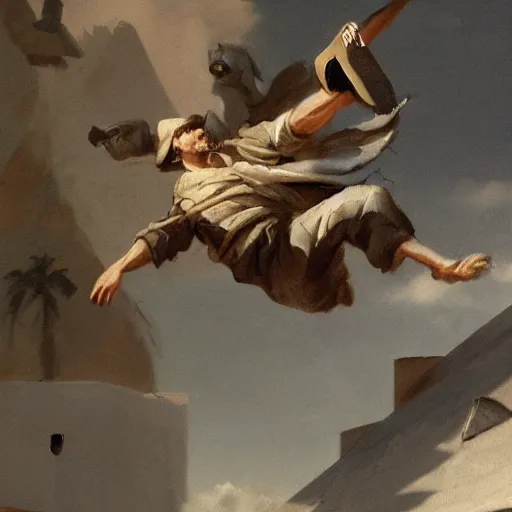 Prompt: close up skateboarder dying painting dynamic very very detailed by hubert robert balanced cinematic