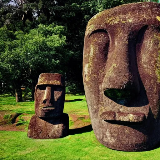 Prompt: A photo of a moai statue at a TED talk, highly detailed, 4k