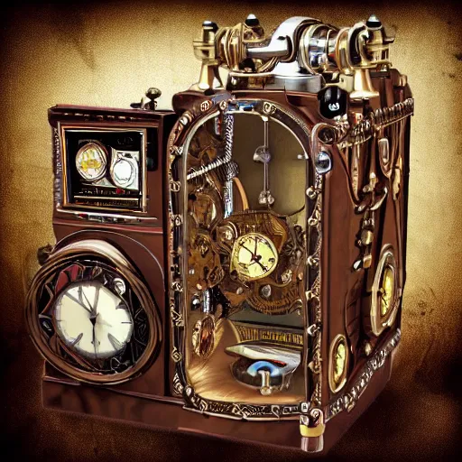 Image similar to dream a steampunk time machine in the midage