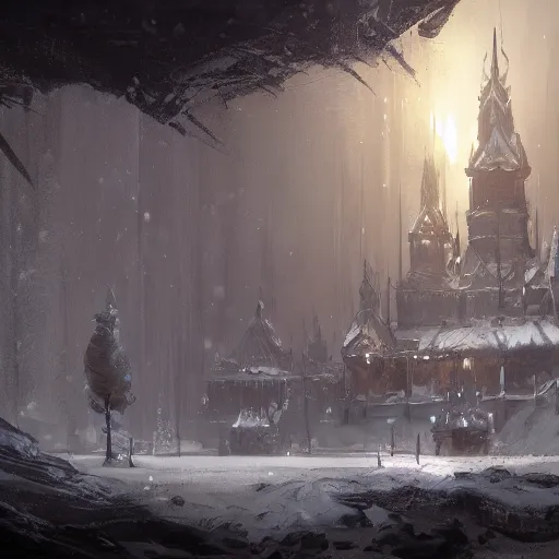 Image similar to elven winter palace, concept art, style of Greg Rutkowski, artstation,