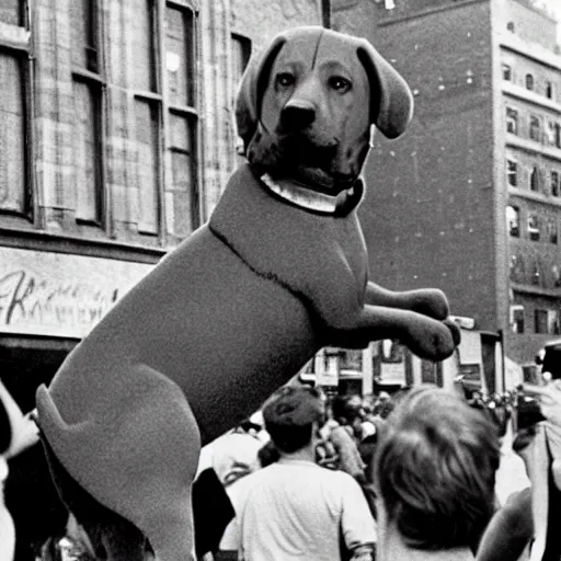 Image similar to clifford the big red dog at the stonewall riots in 1 9 6 9